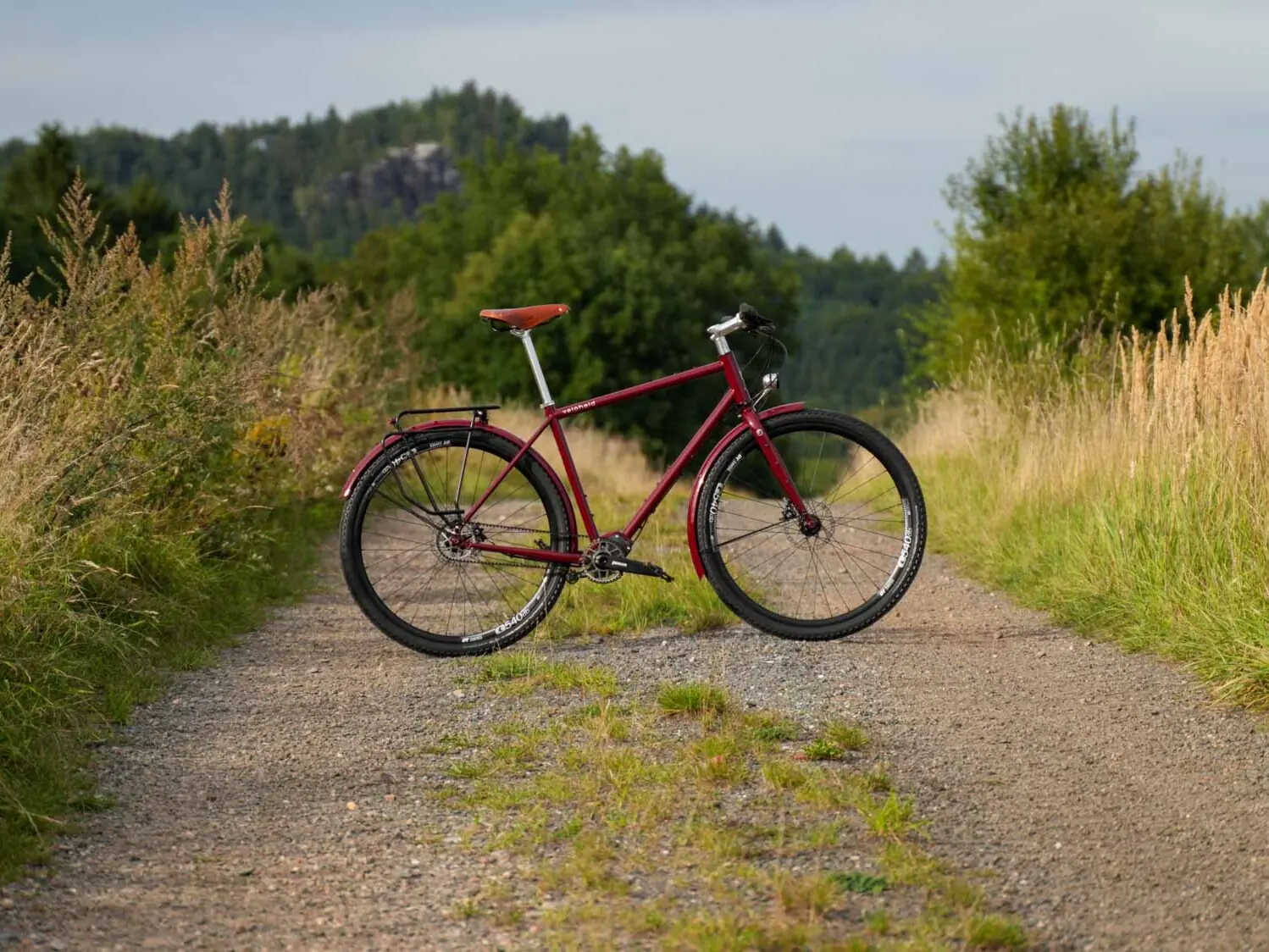 veloheld.farway Pinion Tour Komplettrad in weinrot Reiserad